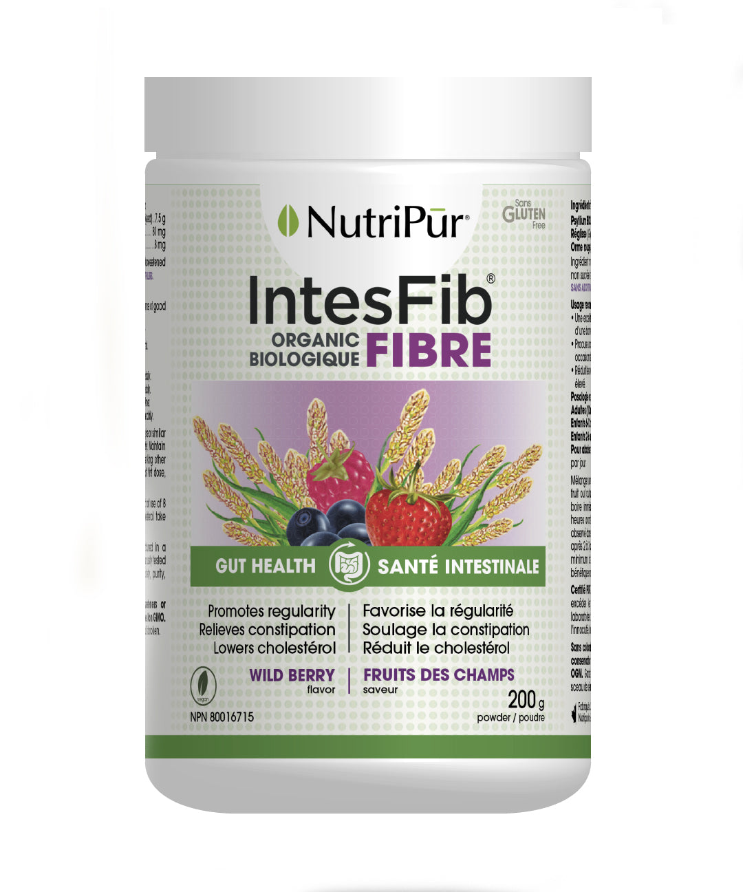IntesFib - Formule de fibres biologiques à saveur de fruits des champs Nutripur - 200g